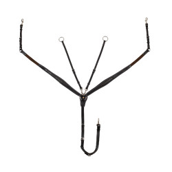 Collier de chasse Equestro en cuir à surpiqûre fantaisie avec martingale amovible Marron foncé Collier de chasse Equestro en cuir à surpiqûre fantaisie avec martingale amovible Marron foncé