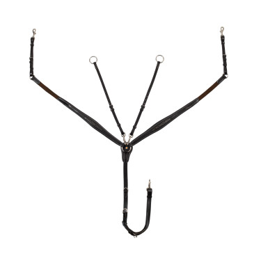 Collier de chasse Equestro en cuir à surpiqûre fantaisie avec martingale amovible Marron foncé Collier de chasse Equestro en cuir à surpiqûre fantaisie avec martingale amovible Marron foncé