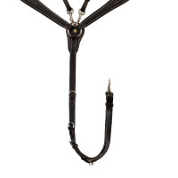 Collier de chasse Equestro en cuir à surpiqûre fantaisie avec martingale amovible Noir