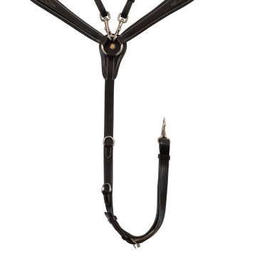 Collier de chasse Equestro en cuir à surpiqûre fantaisie avec martingale amovible Marron foncé Collier de chasse Equestro en cuir à surpiqûre fantaisie avec martingale amovible Marron foncé