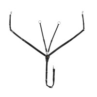 Collier de chasse Equestro en cuir avec inserts élastiques et martingale amovible