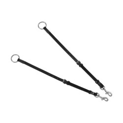 Collier de chasse Equestro en cuir avec inserts élastiques et martingale amovible Noir Collier de chasse Equestro en cuir avec inserts élastiques et martingale amovible Noir