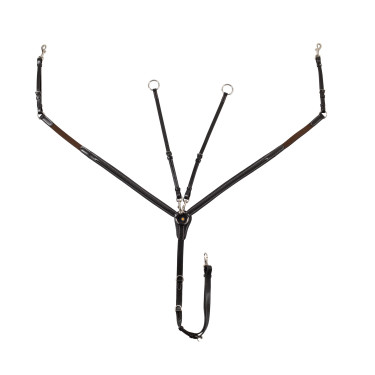 Collier de chasse Equestro en cuir avec inserts élastiques et martingale amovible Marron foncé