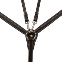 Collier de chasse Equestro en cuir avec inserts élastiques et martingale amovible Marron foncé