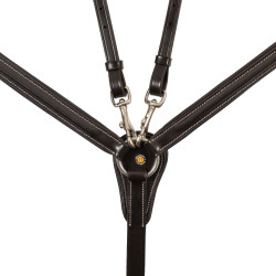 Collier de chasse Equestro en cuir avec inserts élastiques et martingale amovible Marron foncé