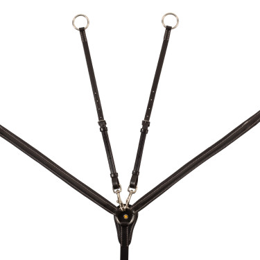 Collier de chasse Equestro en cuir avec inserts élastiques et martingale amovible Marron foncé