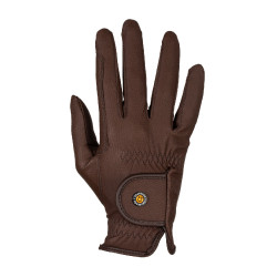 Gants unisexes Equestro en cuir synthétique fermeture auto-agrippante Marron foncé