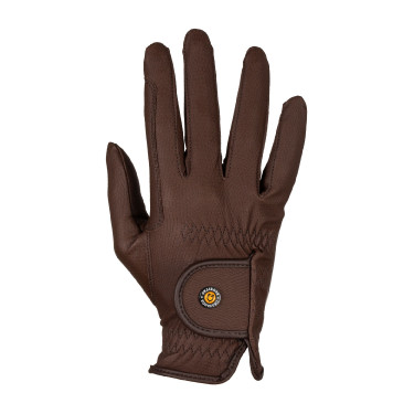 Gants unisexes Equestro en cuir synthétique fermeture auto-agrippante Marron foncé