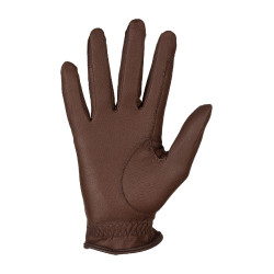 Gants unisexes Equestro en cuir synthétique fermeture auto-agrippante Marron foncé