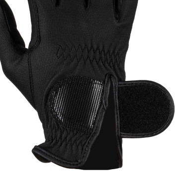 Gants unisexes Equestro rembourrés en cuir synthétique fermeture auto-agrippante Noir