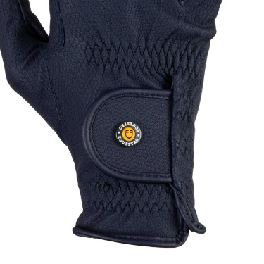 Gants unisexes Equestro rembourrés en cuir synthétique fermeture auto-agrippante Marine Bleu marine
