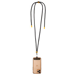 Lanière réglable Equestro pour téléphone portable Noir / jaune