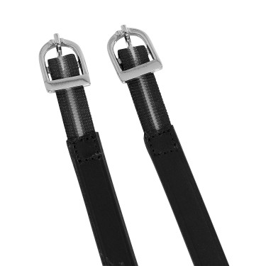 Lanières d'éperons Equestro en cuir avec insert élastique Noir Lanières d'éperons Equestro en cuir avec insert élastique Noir