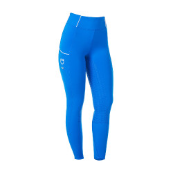 Legging femme Equestro x FISE full grip coupe slim Bleu de savoie