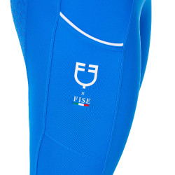 Legging femme Equestro x FISE full grip coupe slim Bleu de savoie