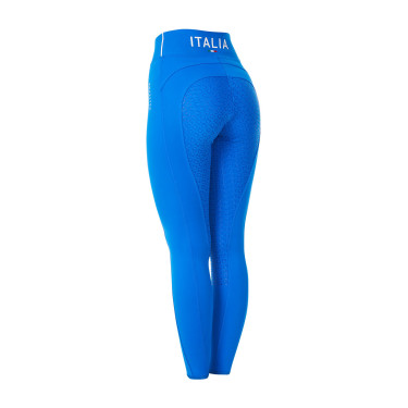 Legging femme Equestro x FISE full grip coupe slim Bleu de savoie