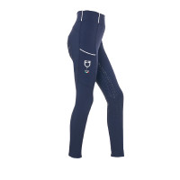 Legging fille Equestro x FISE full grip coupe slim Marine blazer Bleu marine