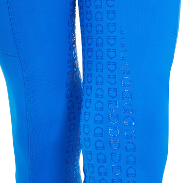 Legging fille Equestro x FISE full grip coupe slim Bleu de savoie