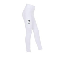 Legging fille Equestro x FISE full grip coupe slim Blanc
