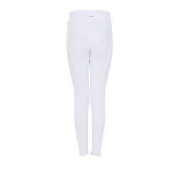 Legging fille Equestro x FISE full grip coupe slim Blanc