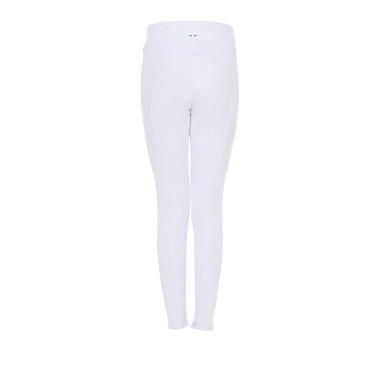 Legging fille Equestro x FISE full grip coupe slim Blanc