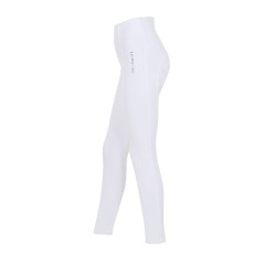 Legging fille Equestro x FISE full grip coupe slim Blanc