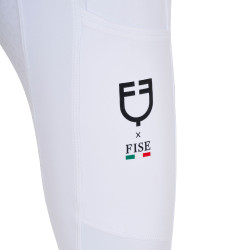 Legging fille Equestro x FISE full grip coupe slim Blanc