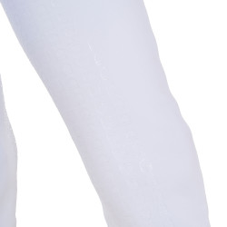 Legging fille Equestro x FISE full grip coupe slim Blanc