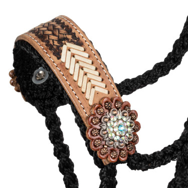 Licol corde Pool’s avec insert cuir travaillé Noir Licol corde Pool’s avec insert cuir travaillé Noir