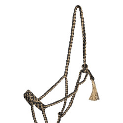 Licol corde Pool’s nez large avec longe Noir / beige