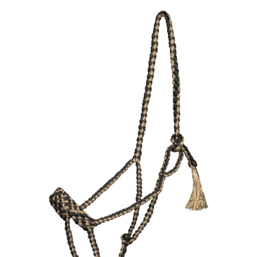 Licol corde Pool’s nez large avec longe Noir / beige