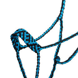 Licol corde Pool’s nez large avec longe Turquoise / noir Bleu