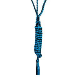 Licol corde Pool’s nez large avec longe Turquoise / noir Bleu
