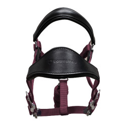 Licol ergonomique Equestro avec inserts en cuir Noir / bordeaux