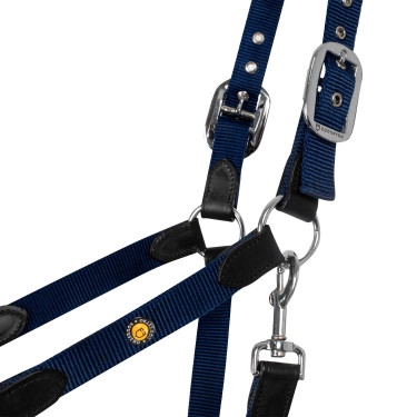 Licol ergonomique Equestro avec inserts en cuir Noir / marine Bleu marine