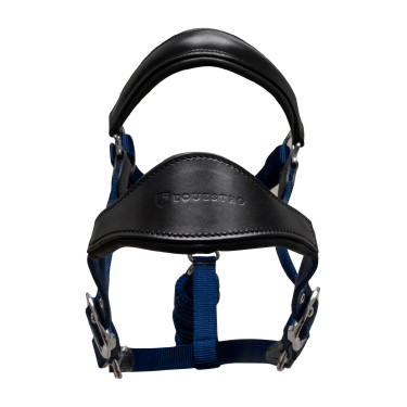 Licol ergonomique Equestro avec inserts en cuir Noir / marine Bleu marine