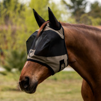 Masque anti-mouches Equestro avec logo frontal Walnut Marron Masque anti-mouches Equestro avec logo frontal Walnut Marron