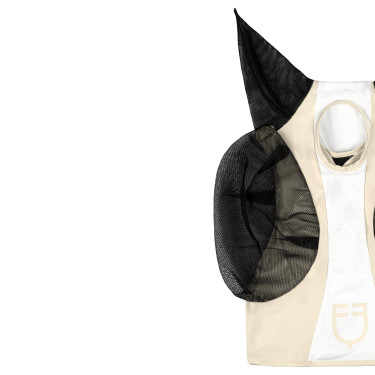 Masque anti-mouches Equestro bicolore en mesh After glow / blanc brillant