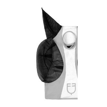 Masque anti-mouches Equestro bicolore en mesh Roche lunaire / blanc brillant