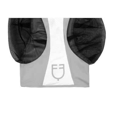 Masque anti-mouches Equestro bicolore en mesh Roche lunaire / blanc brillant