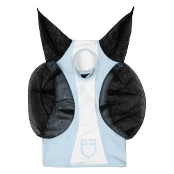 Masque anti-mouches Equestro bicolore en mesh Omphalodes / blanc brillant