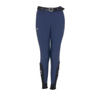 Pantalon d’équitation enfant unisexe Equestro x FISE grip genoux Marine blazer Bleu marine