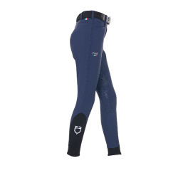 Pantalon d’équitation enfant unisexe Equestro x FISE grip genoux Marine blazer Bleu marine