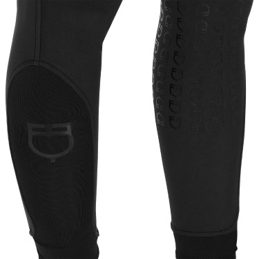 Pantalon d’équitation femme Equestro full grip taille haute doublé polaire Noir