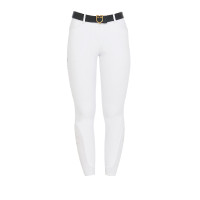 Pantalon d’équitation femme Equestro full grip taille haute doublé polaire Blanc
