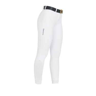 Pantalon d’équitation femme Equestro full grip taille haute doublé polaire Blanc