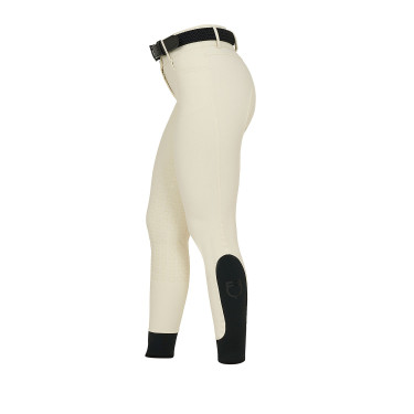 Pantalon d’équitation femme Equestro grip genoux taille haute Blanc antique Beige