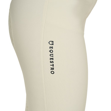 Pantalon d’équitation femme Equestro grip genoux taille haute Blanc antique Beige