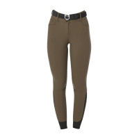Pantalon d’équitation femme Equestro grip genoux taille haute Walnut Marron