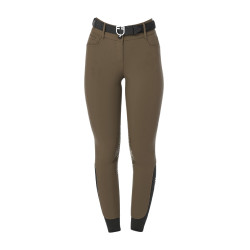 Pantalon d’équitation femme Equestro grip genoux taille haute Walnut Marron
